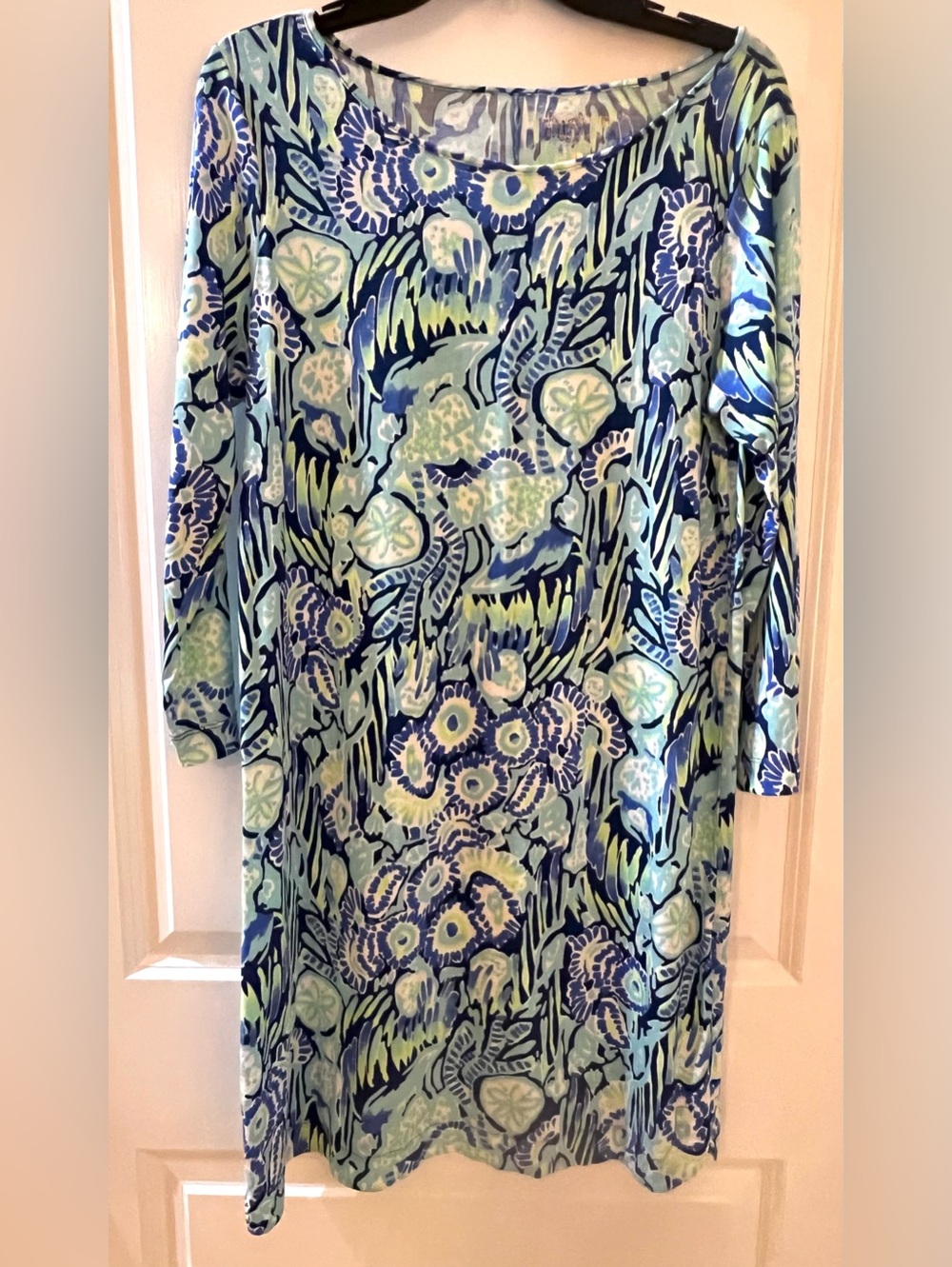 Lilly Pulitzer Blue, Navy and Mint Floral Shift Dress